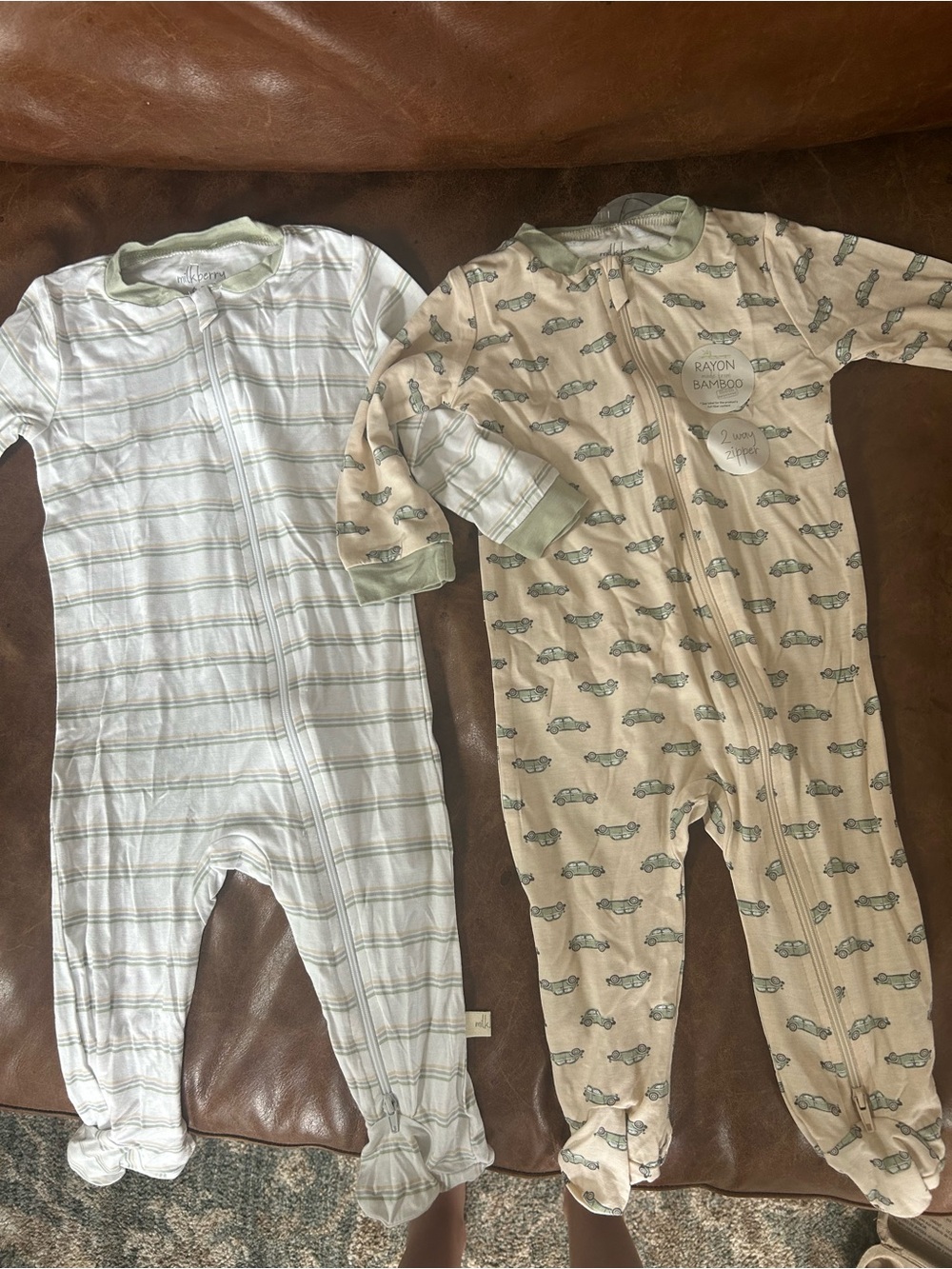 Milk berry Bamboo blend 2 way zipper onesies.